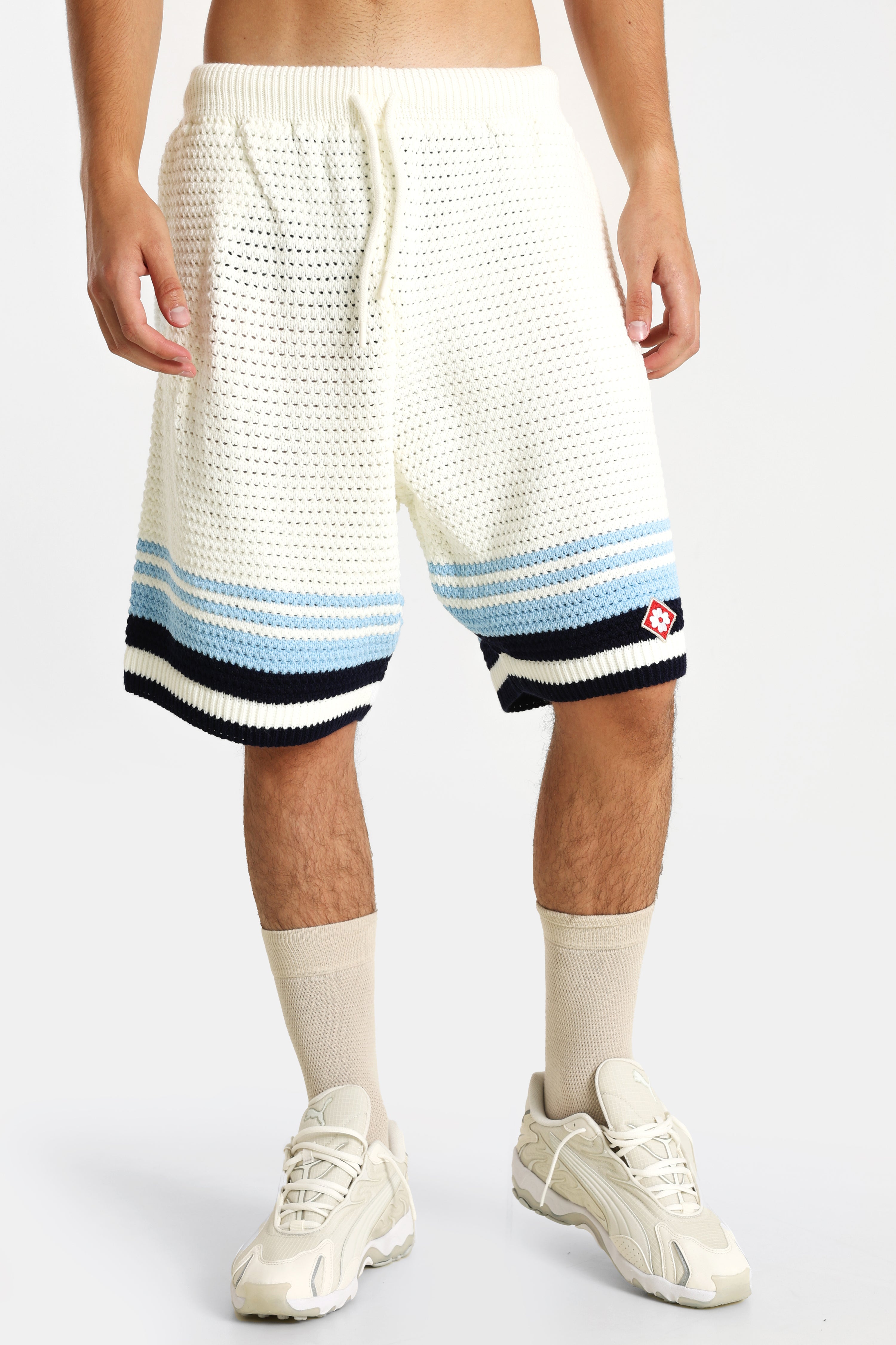 Strickshorts - Offwhite + Blue