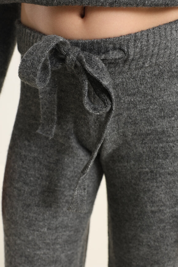 Wide Leg Strickhose - Dunkel Grau meliert
