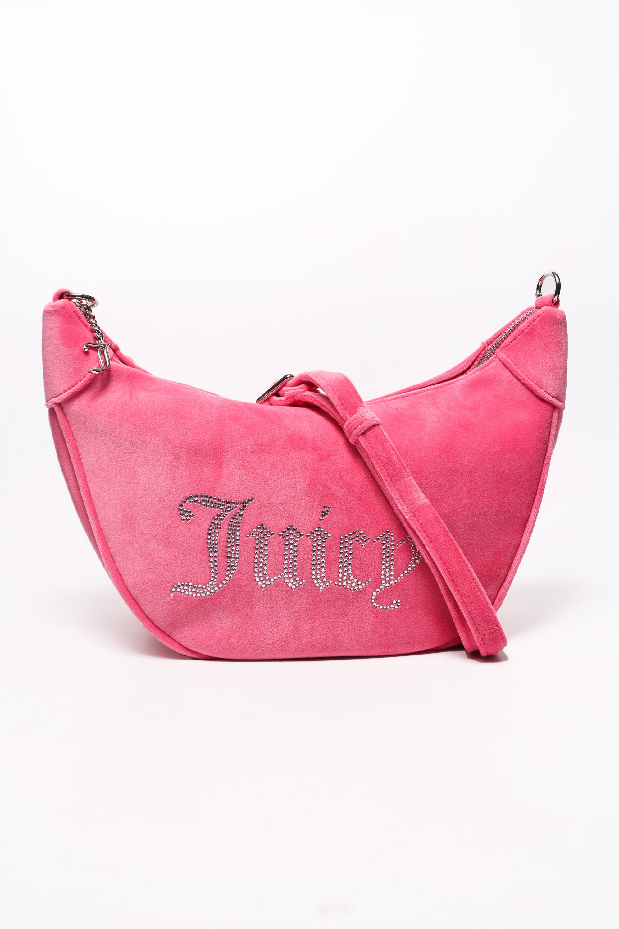 Kimberly Samt Hand- / Umhängetasche - Super Pink