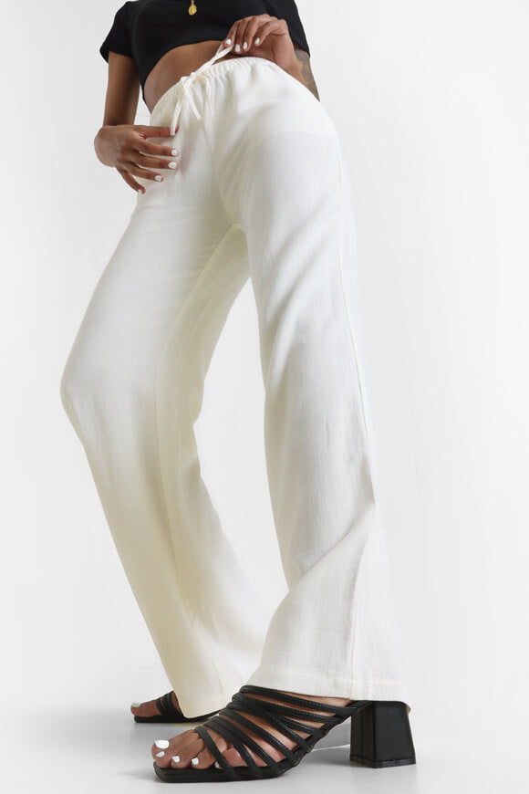 Wide Leg Leinenhose - Offwhite