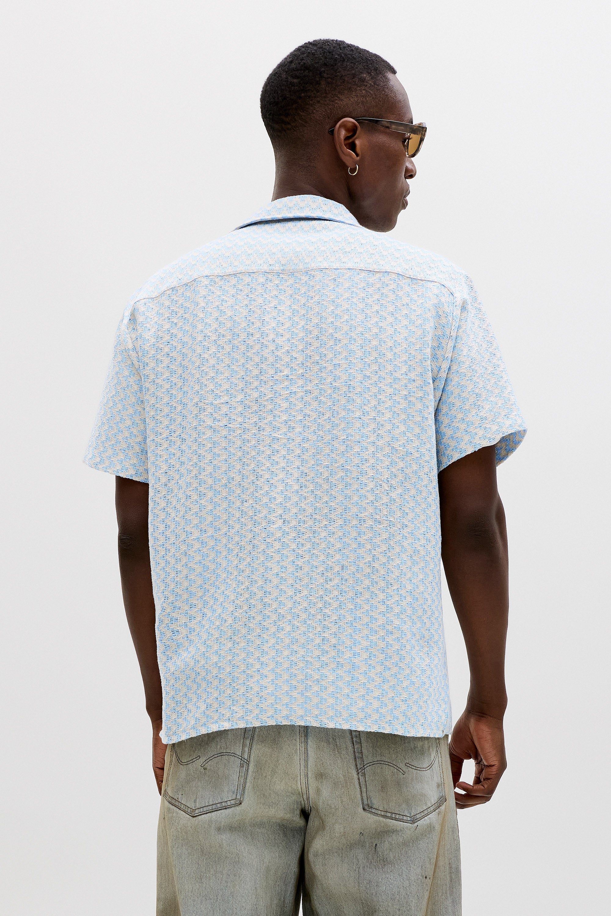 JORMONTAUK shirt in structured fabric - Cashmere Blue