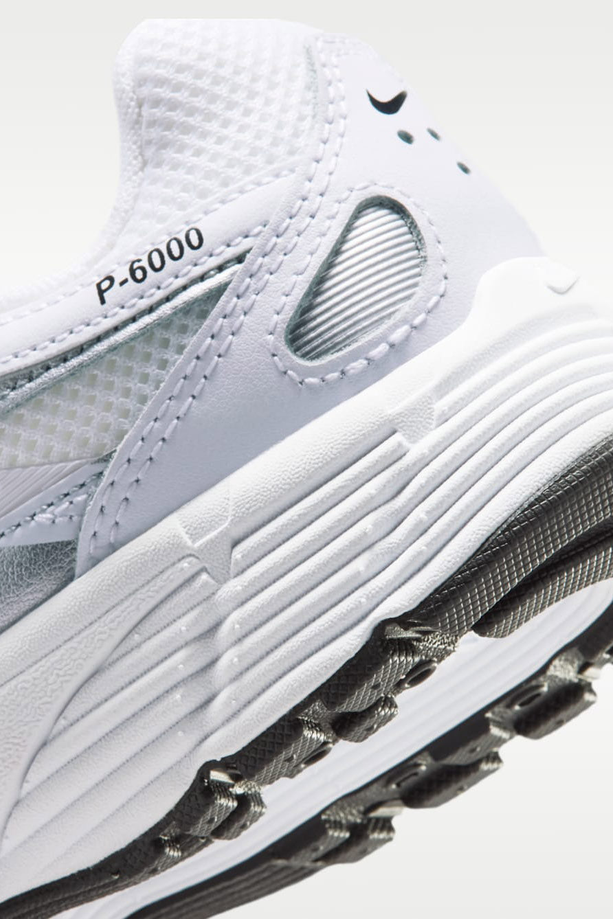 P-6000 Sneaker - White + Black + Metallic Silver