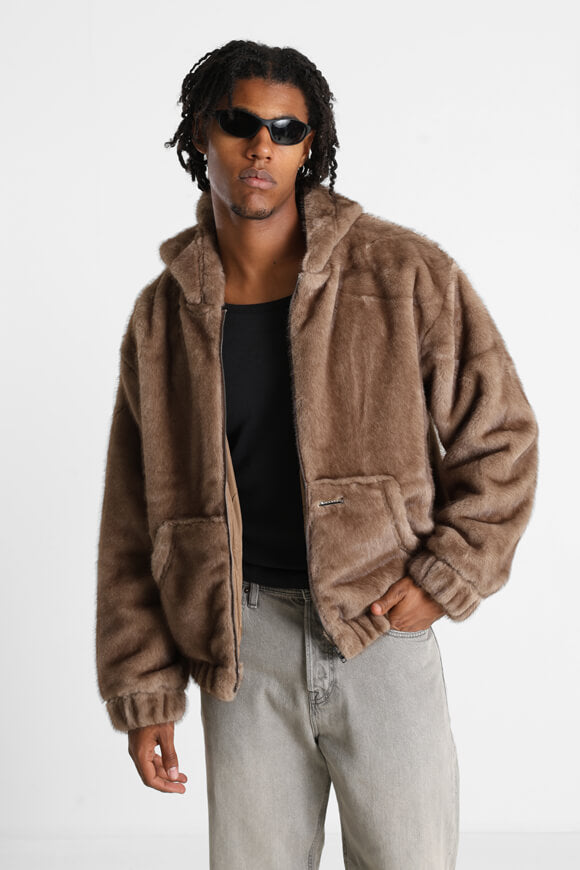 Giacca in pelliccia sintetica - marrone