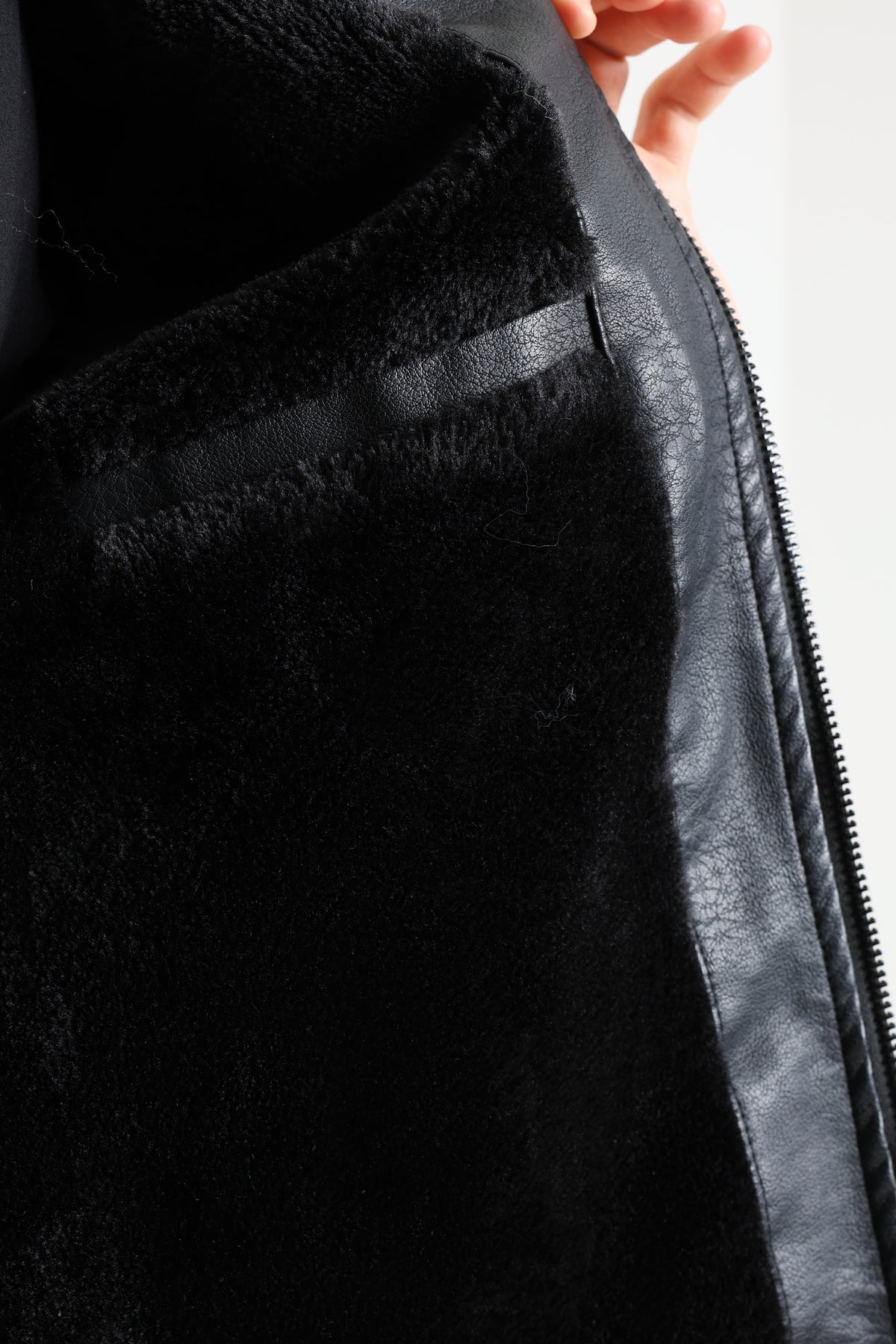 Veste en similicuir doublée - Black