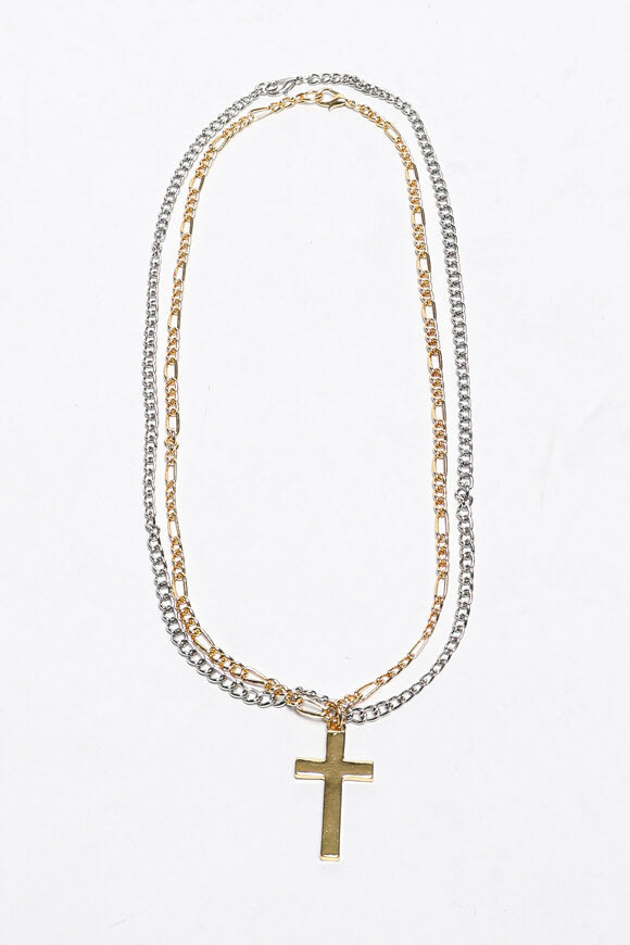 Halsketten-Set - Goldfarbe + Silber