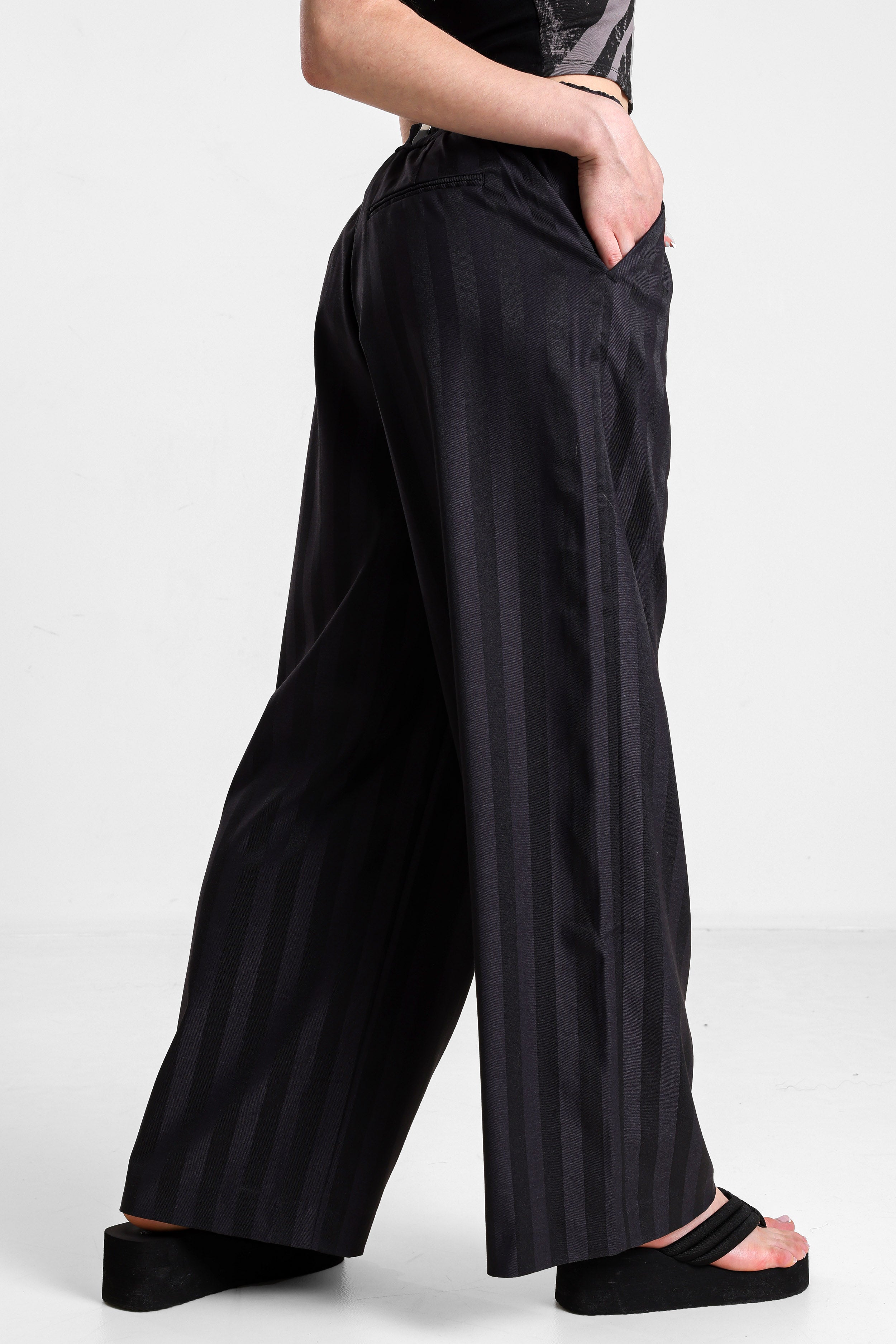 Pantalon en tissu - Noir + Gris foncé