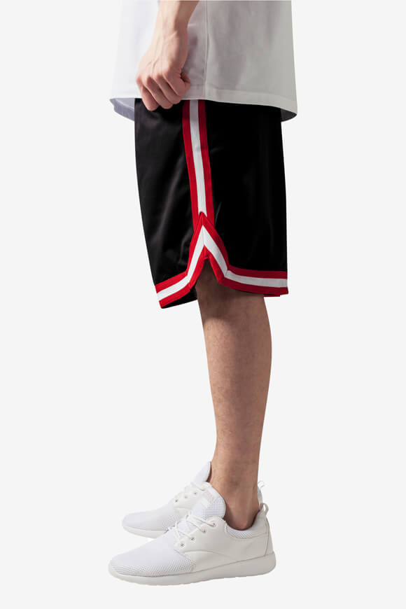 Stripes Mesh Shorts - Black + Red + White