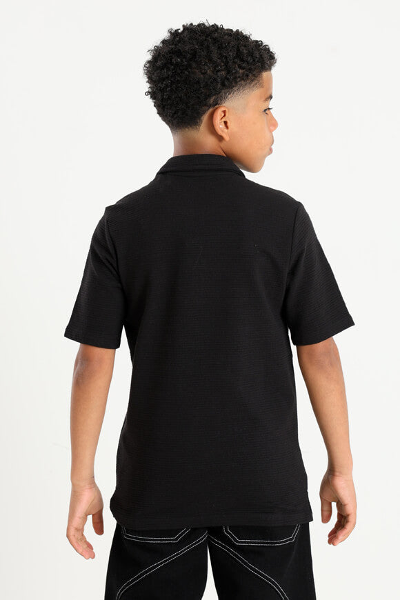 JJBENJA polo in structured fabric - Black