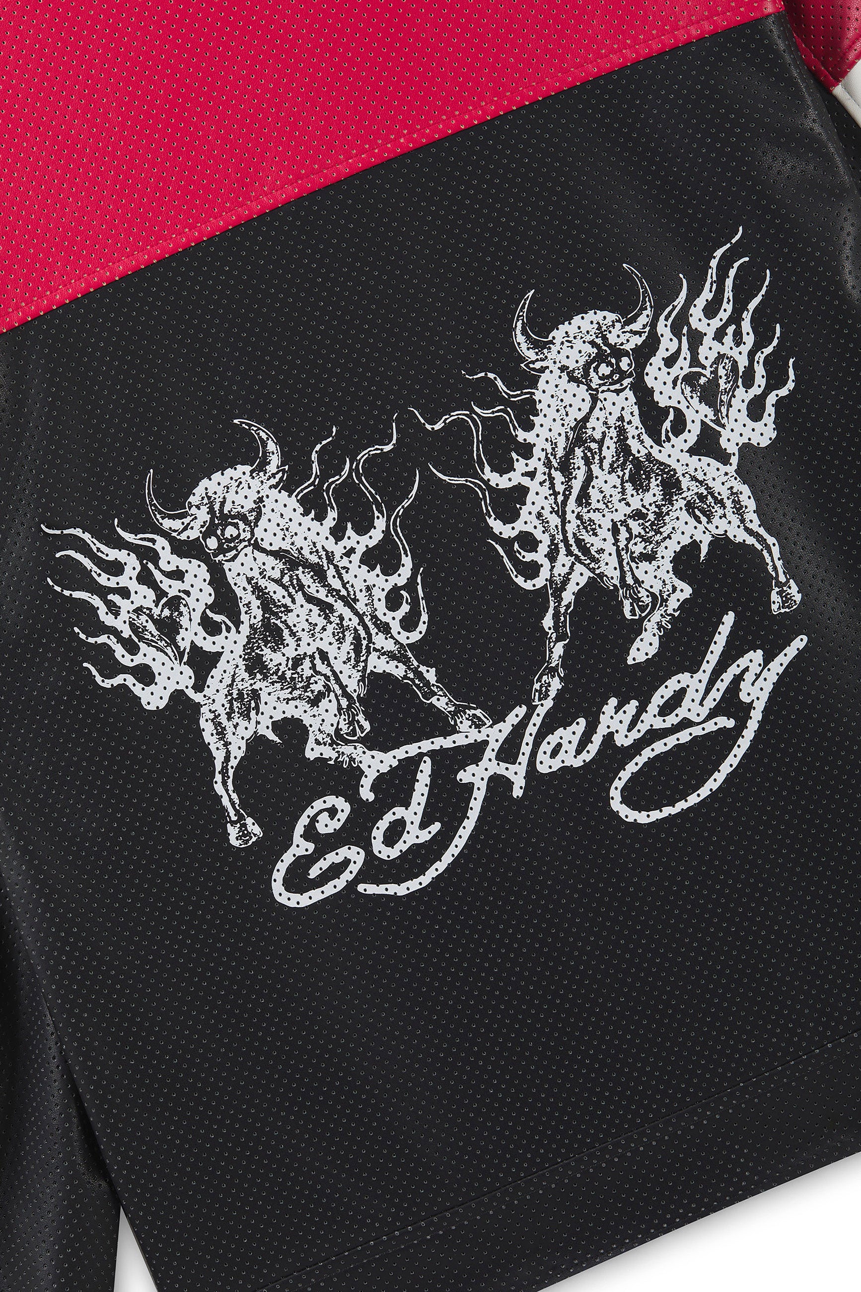 Kunstleder Bikerjacke - Black + Red + White