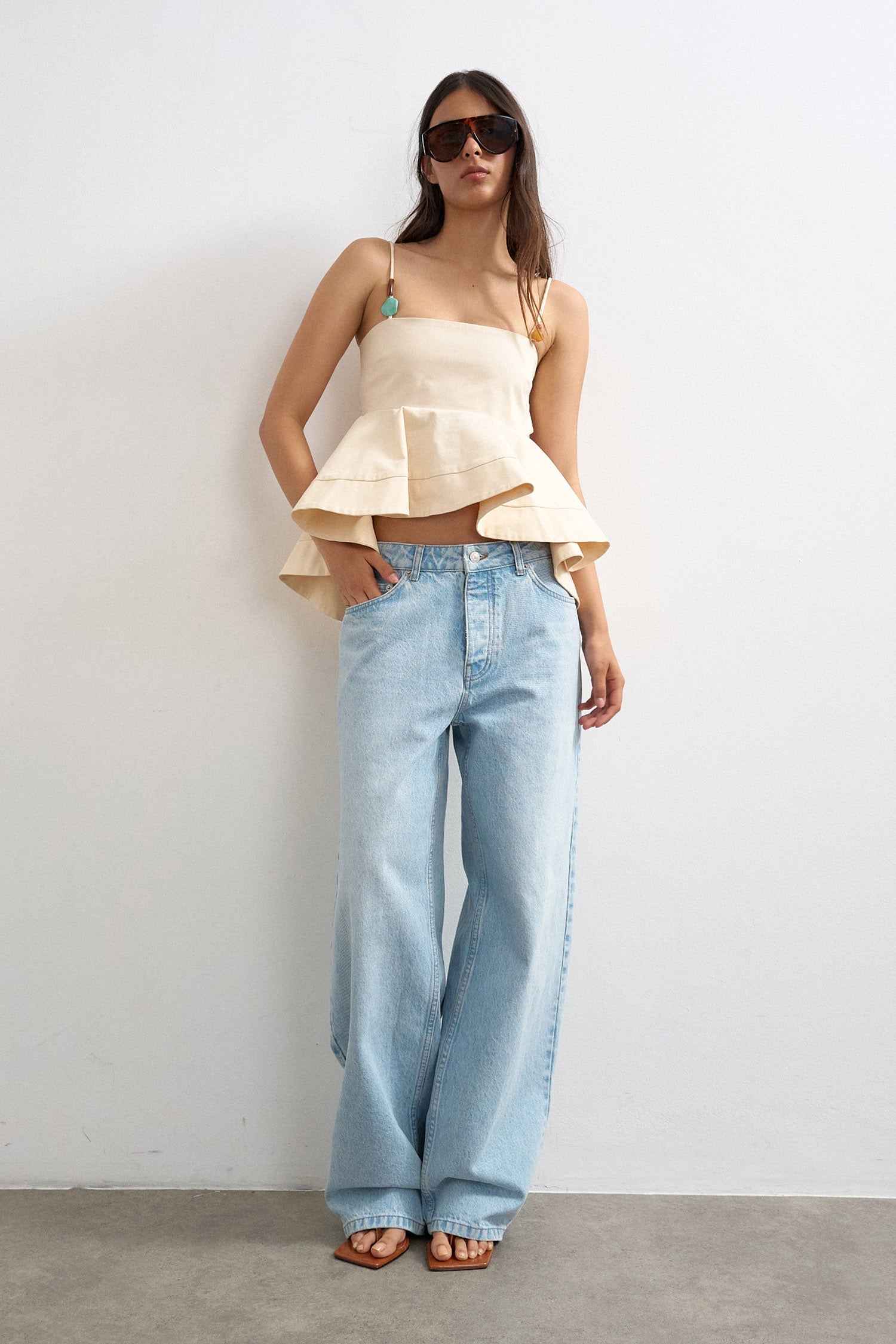 TSMINA Crop Trägertop - Beige