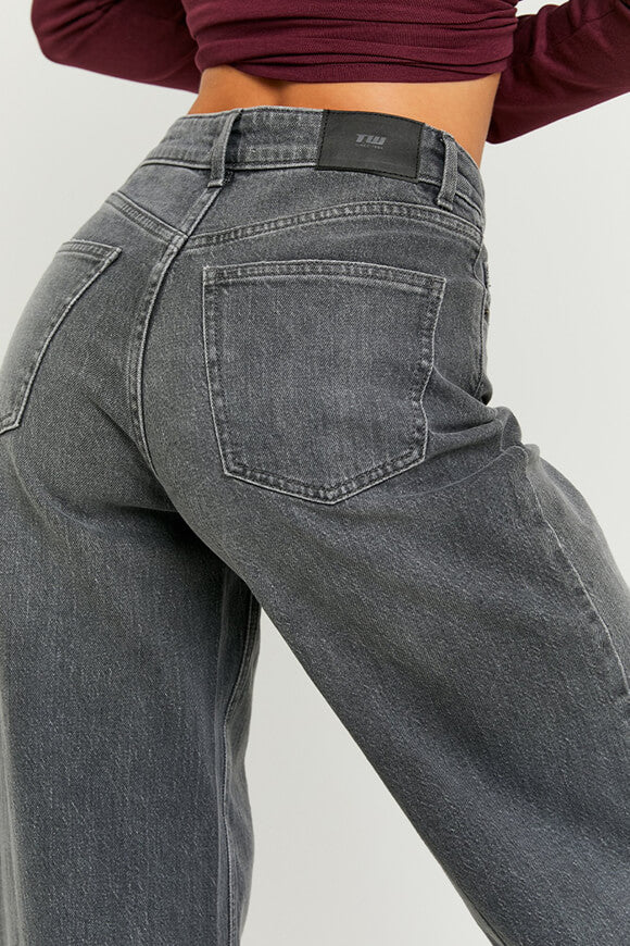 High Waist Wide Leg Jeans - Grey Denim