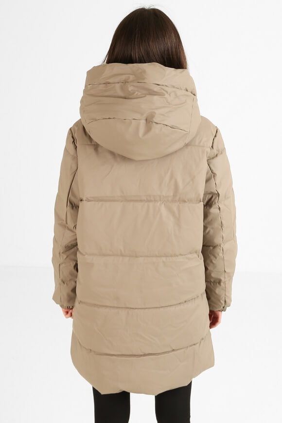 Kunstleder Puffermantel - Hellbraun