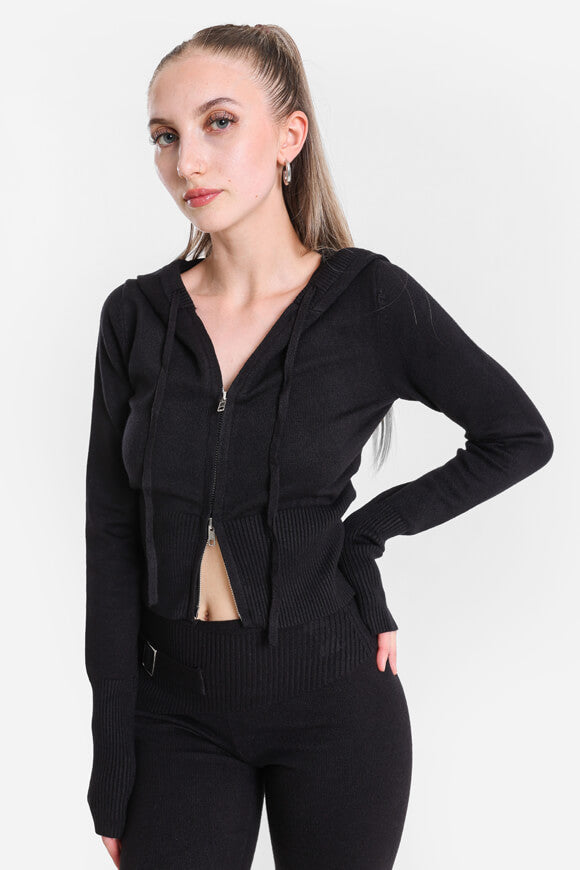 Crop Strickjacke - Schwarz
