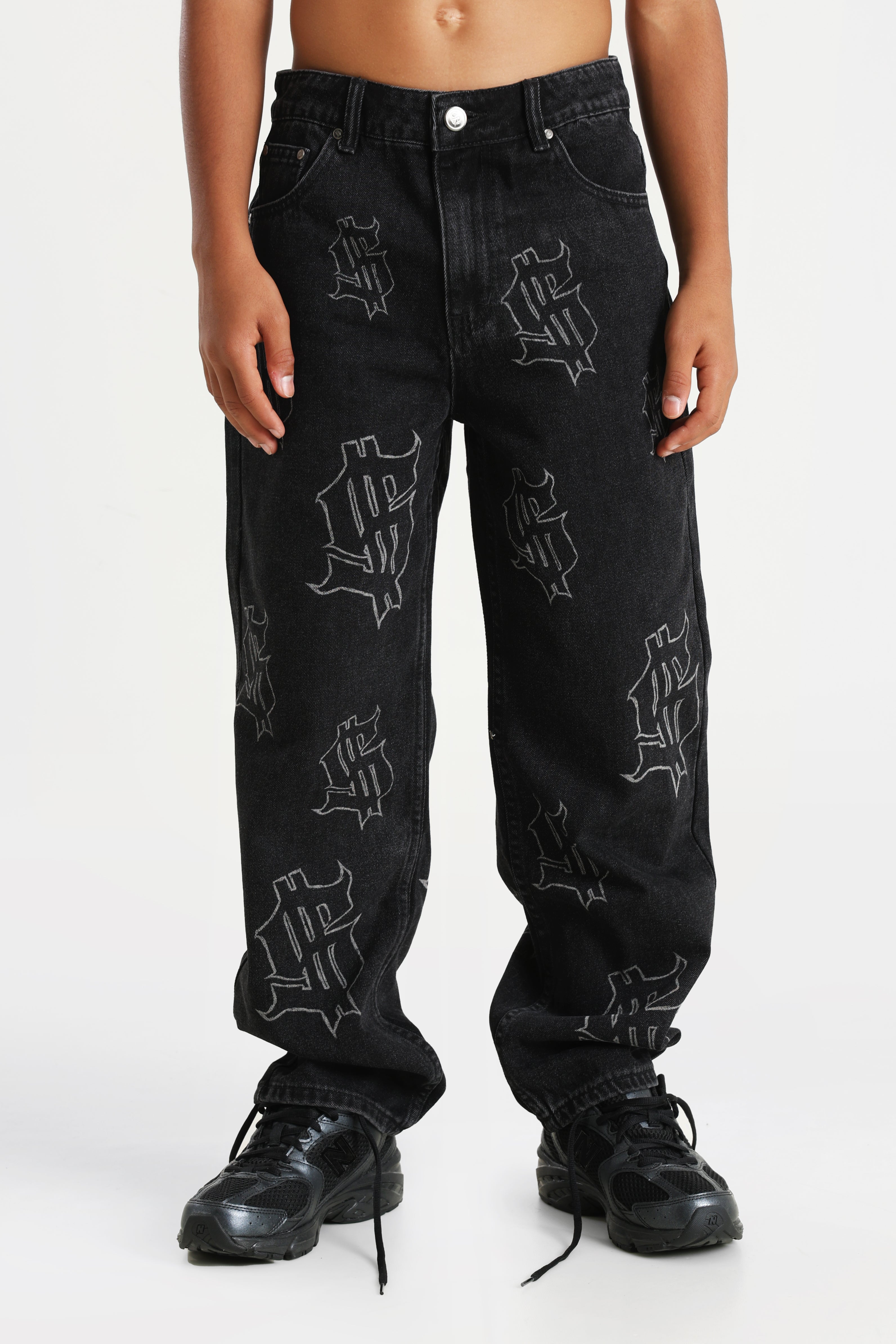 Relaxed fit jeans - black denim