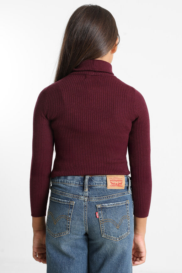 Pull en maille côtelée Crop - Bordeaux