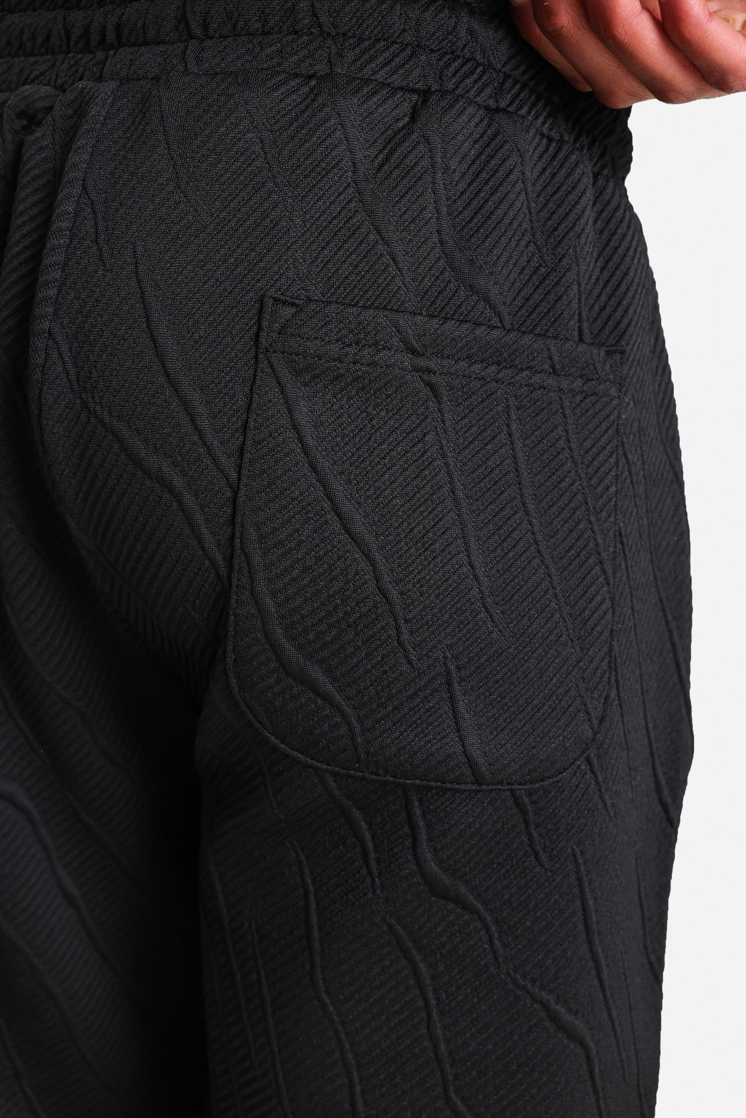 Strukturierte Stoffshorts - Black