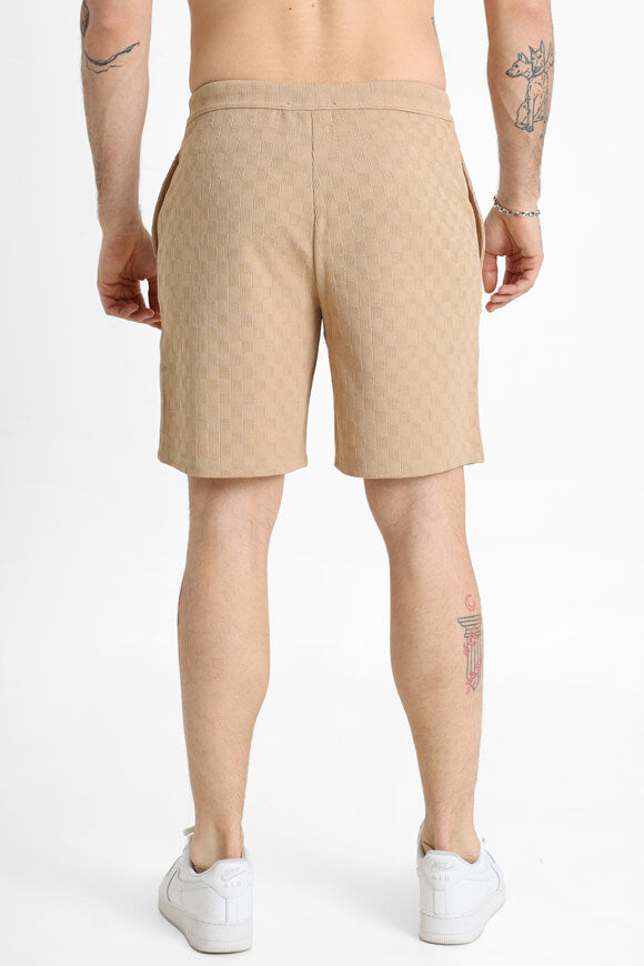 Strukturierte Stoffshorts - Beige