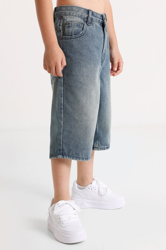 Short in denim a vestibilità baggy - Bleu medium usé
