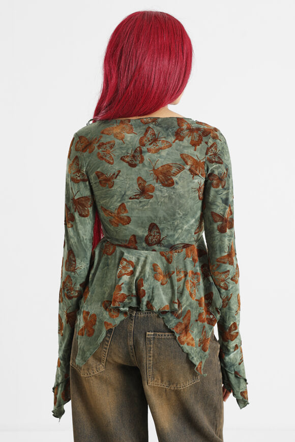 Blouse - green + brown