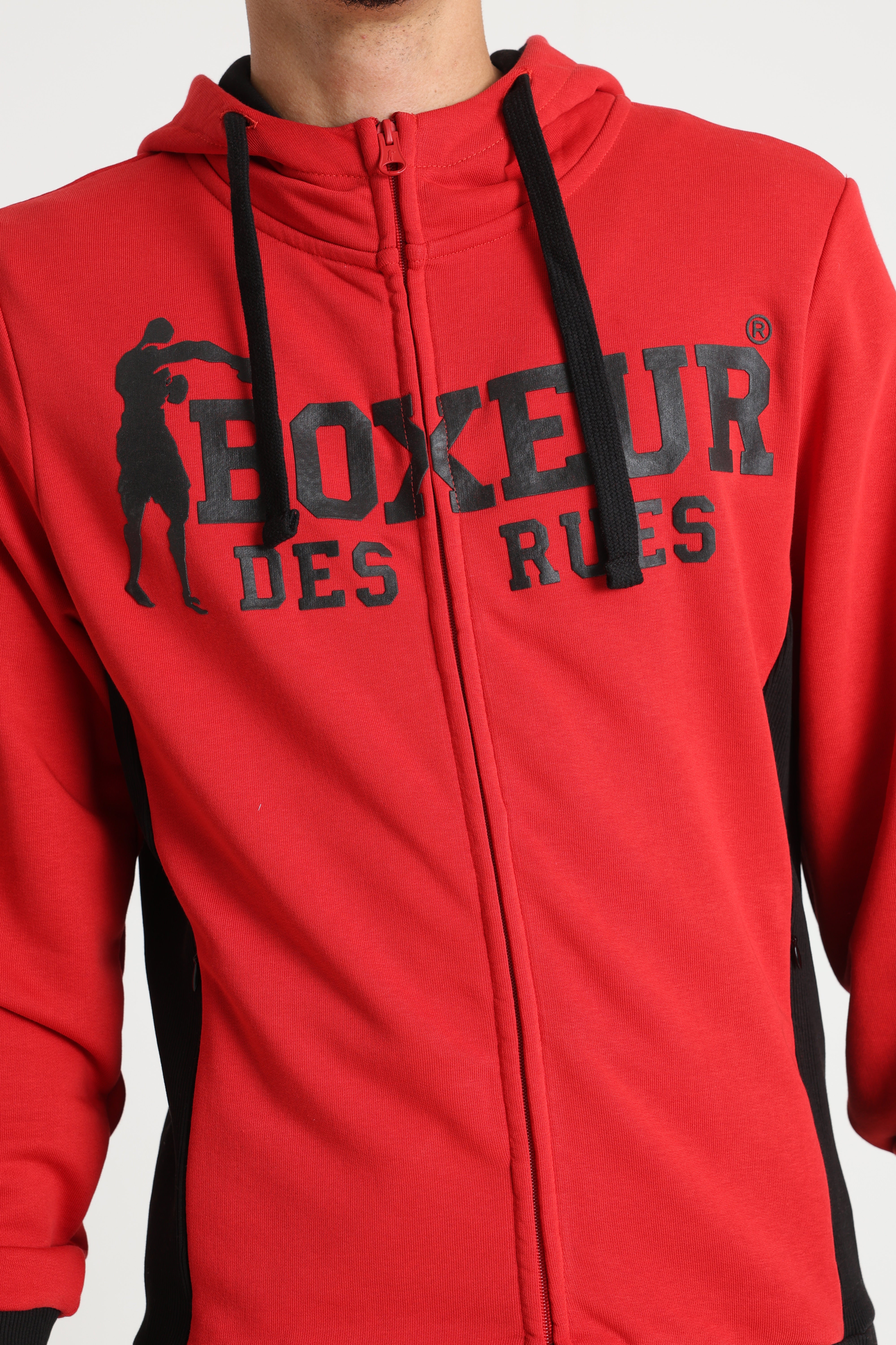 Sweat zippé à capuchon - Red + Black