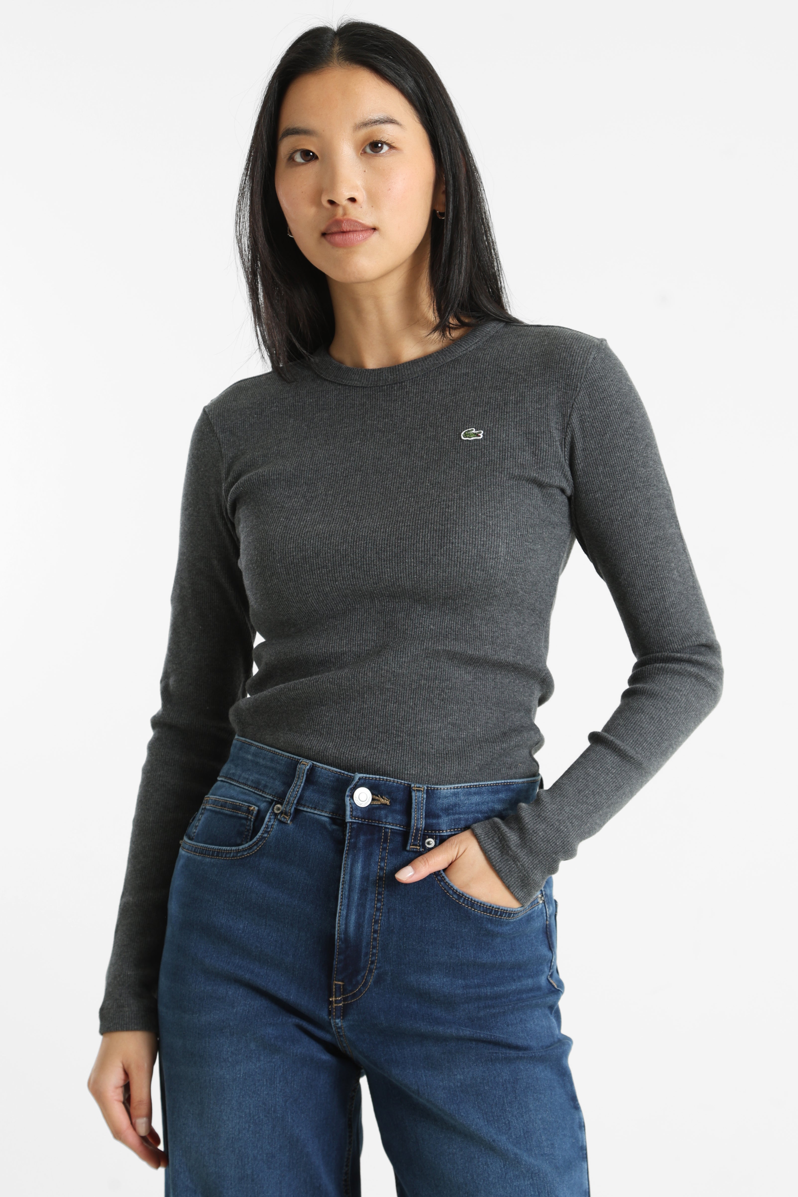 Geripptes Langarmshirt - Pitch chine