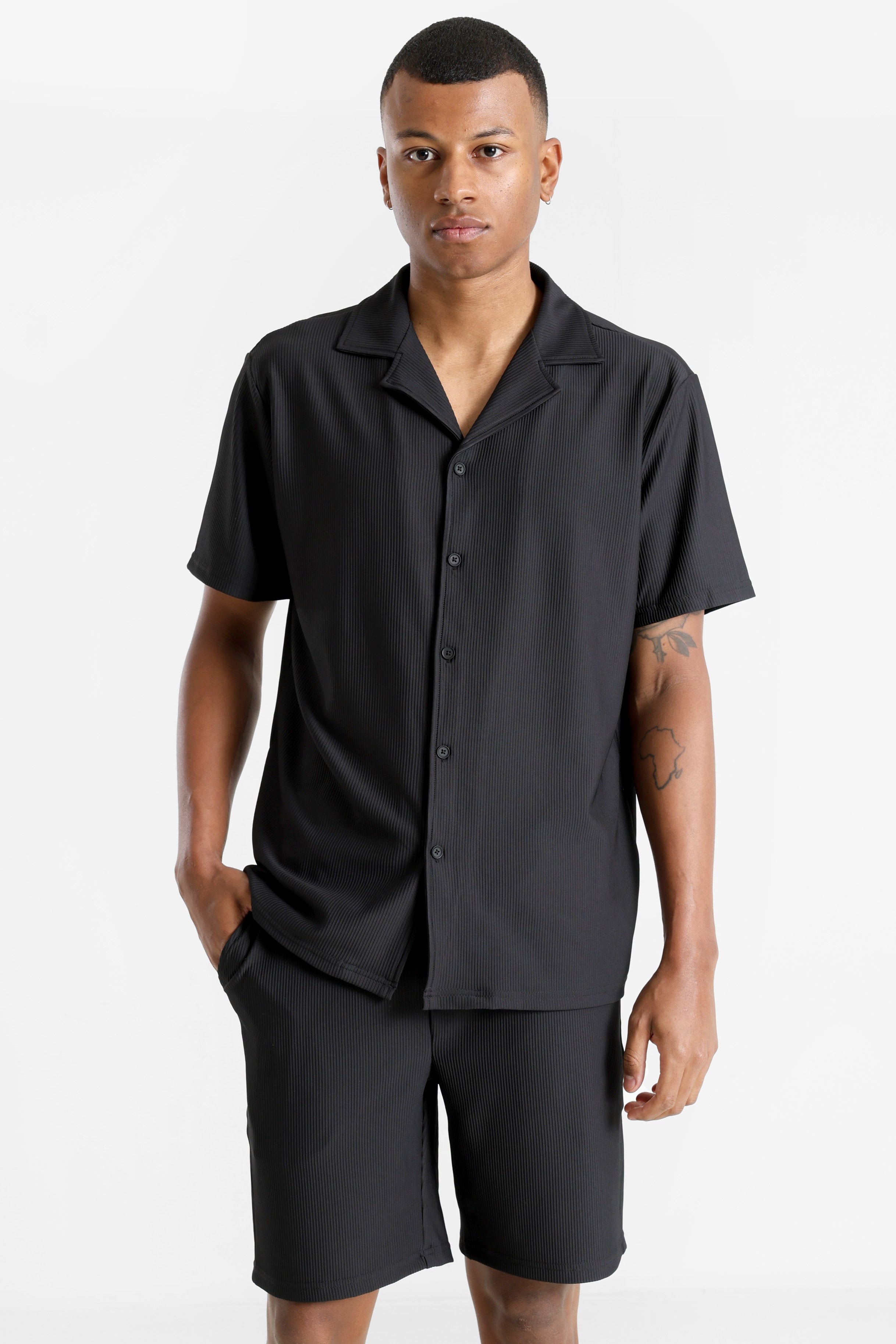 Strukturiertes Hemd - Black