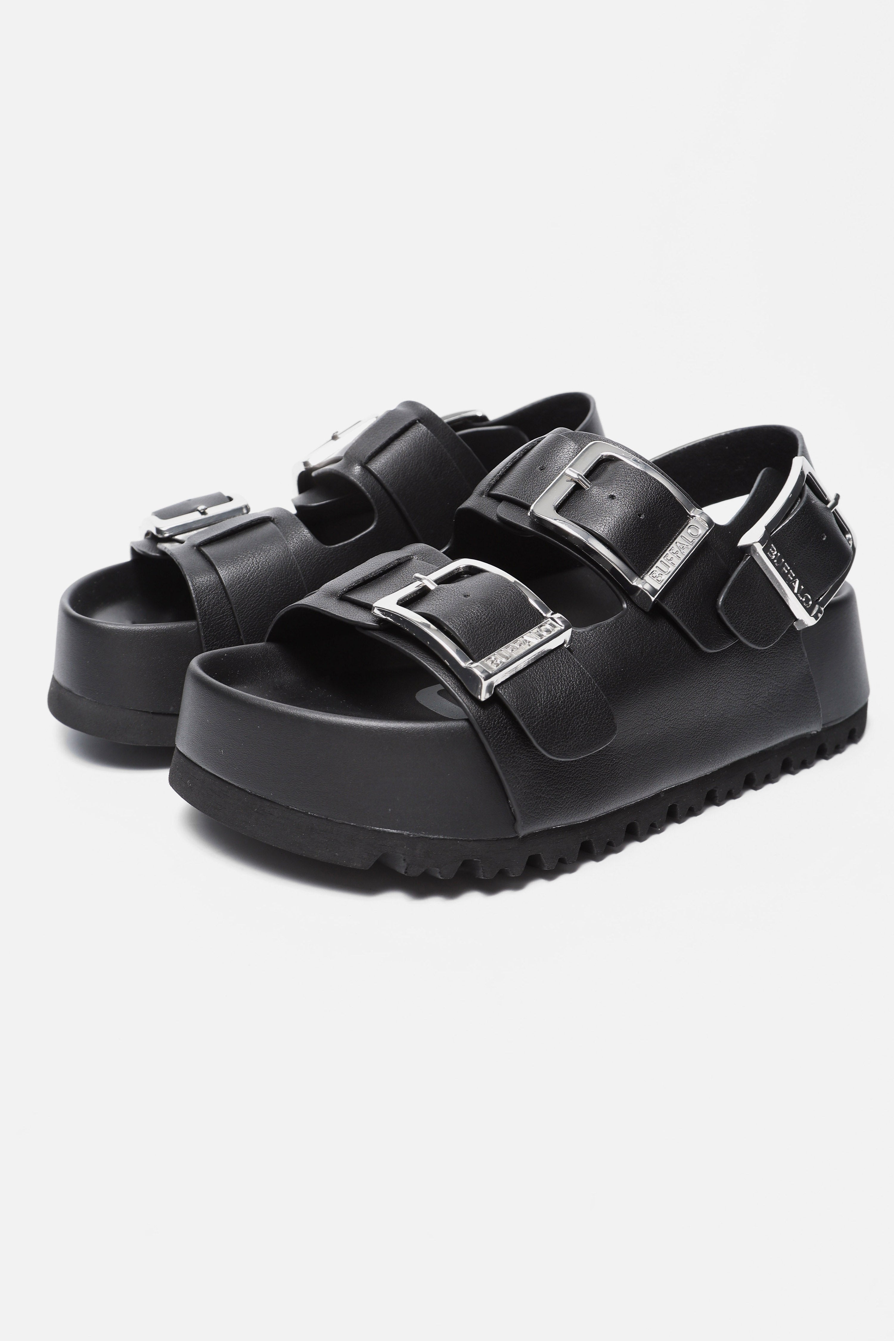 Vegan Jane Athena Buckle Plateau Sandalen - Black