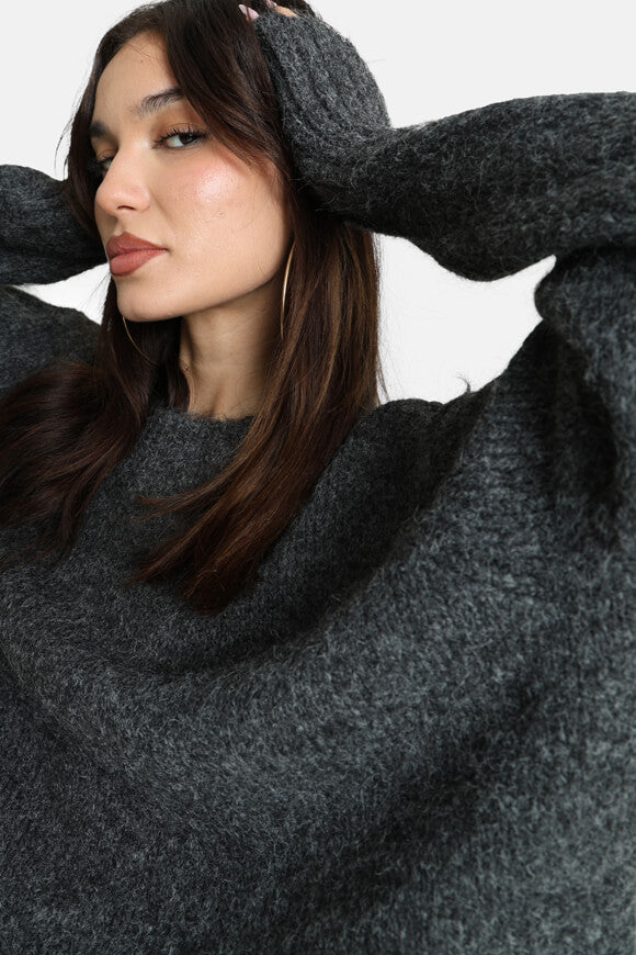 Oversized knitted sweater - anthracite mottled