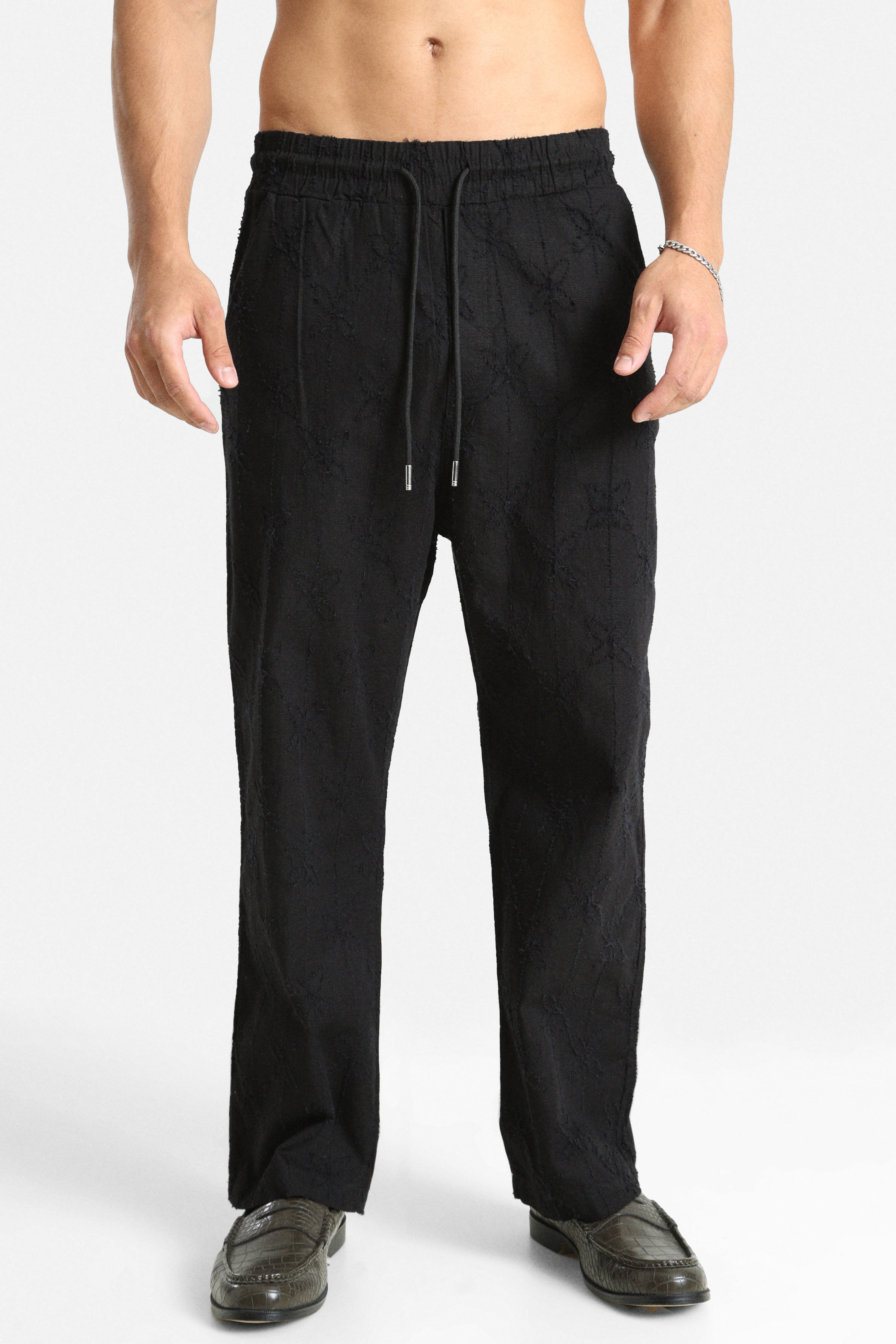Structured fabric trousers - Black