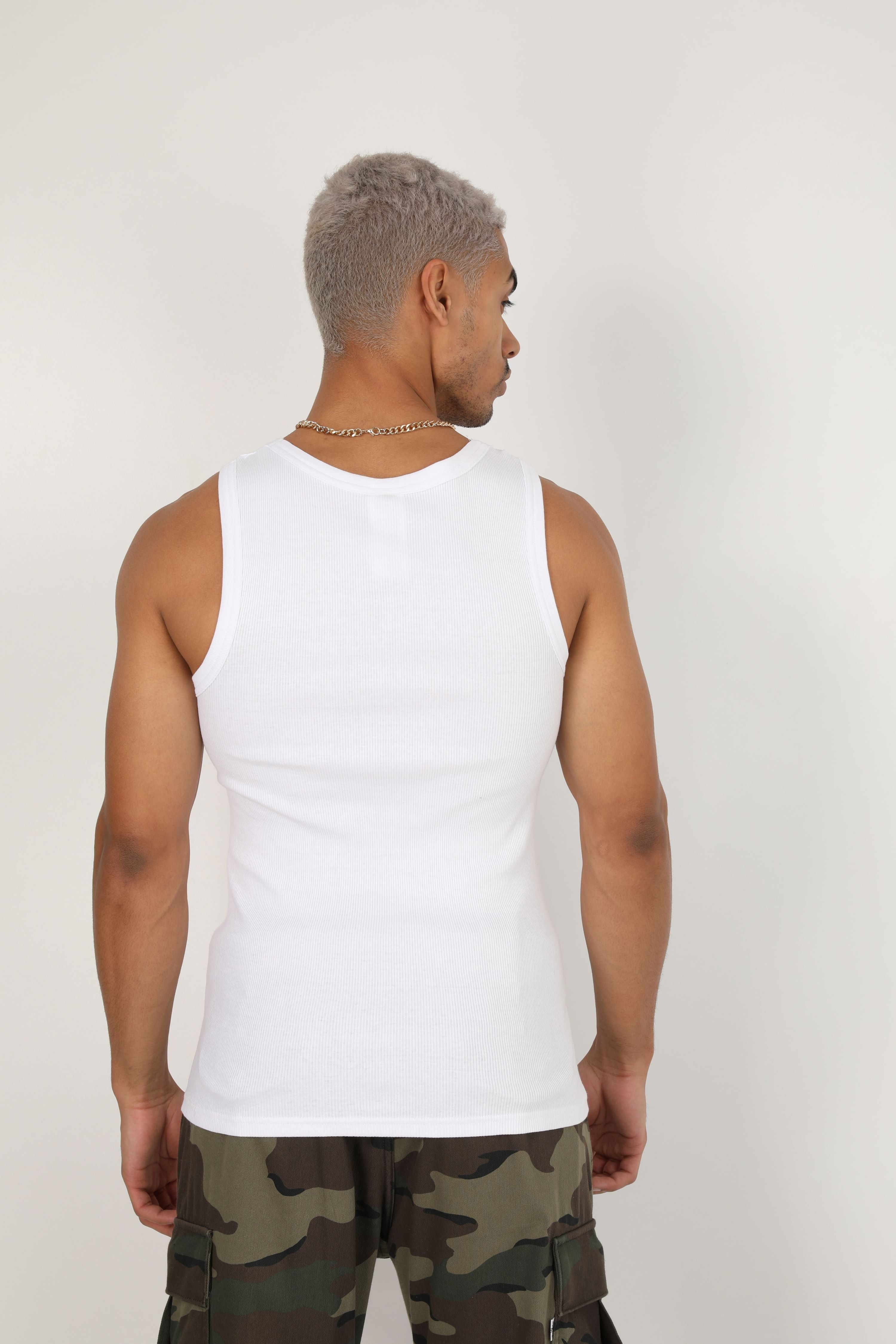 Geripptes Tanktop - Weiss