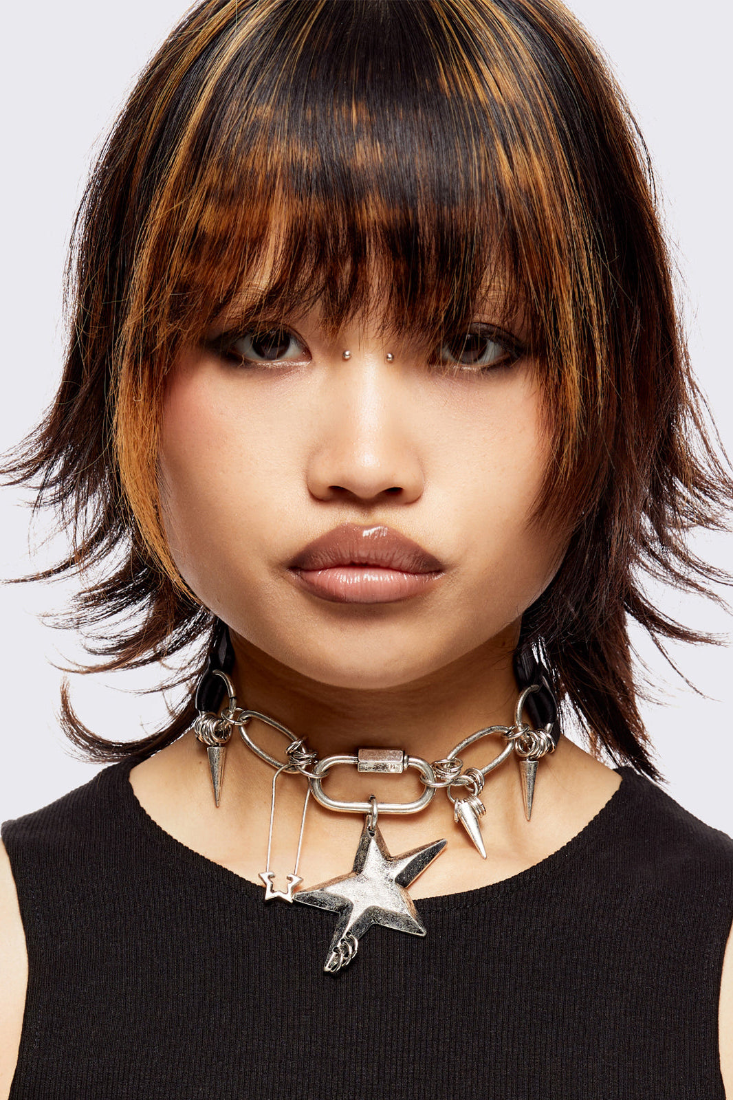 Darkshine collier ras de cou - Oxidized Silver + Black