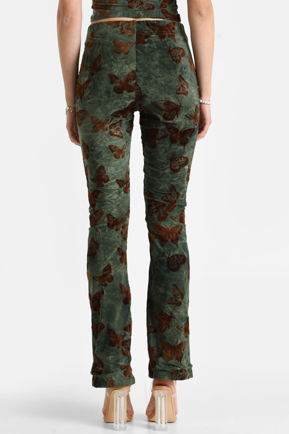 Leggings bootcut - verde + marrone