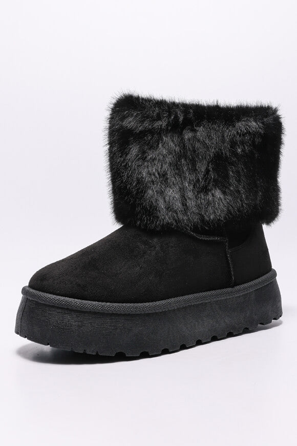 Gefütterte Plateau Stiefelette - Black