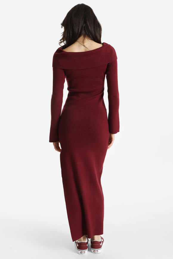 Maxi abito off-shoulder a coste - Bordeaux