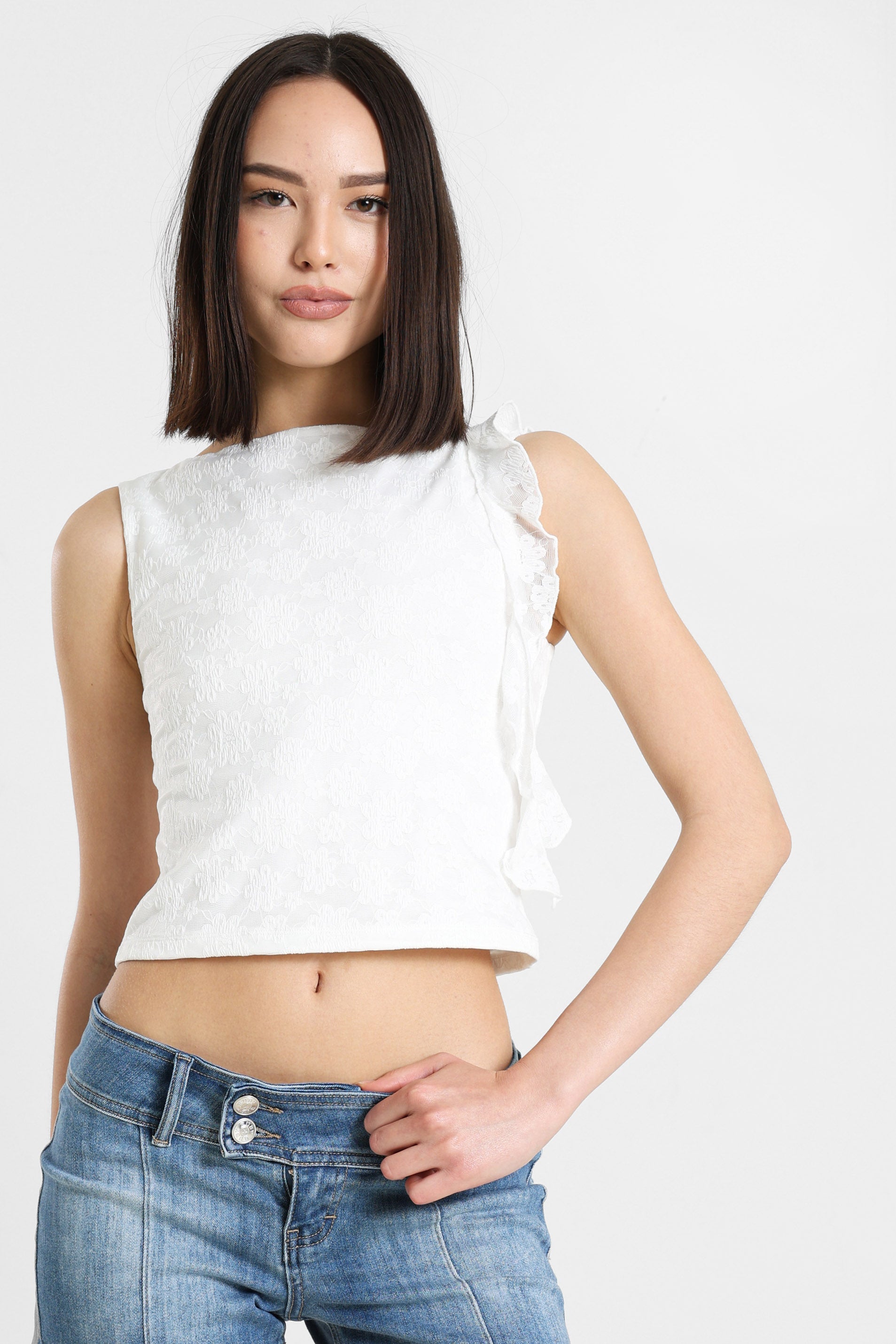 Crop Spitzentop - Offwhite