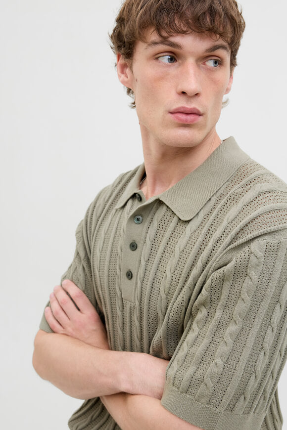 JPRBLAMASON Oversize Strick Poloshirt - Dried Sage