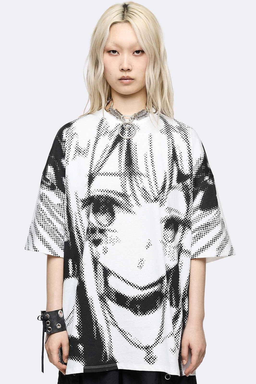 Anime Cutie Oversize T-Shirt - White + Black
