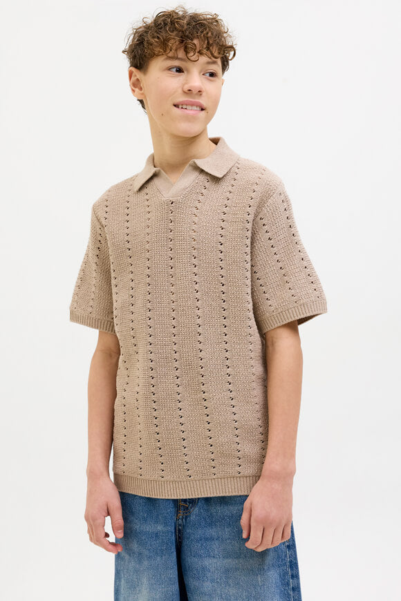 JORPAROS knitted polo shirt - Safari