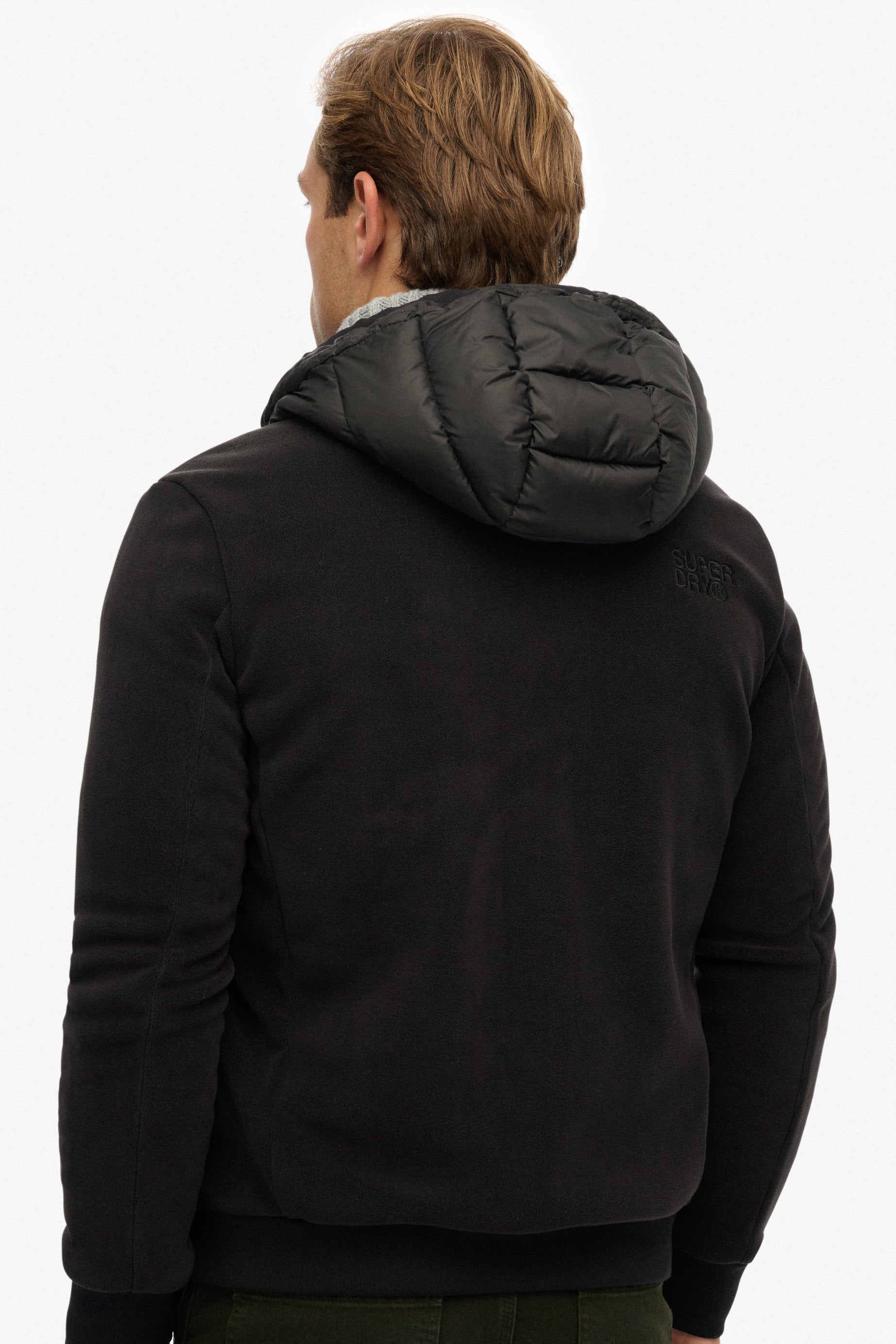 Quilted nylon & fleece jacket - Black
