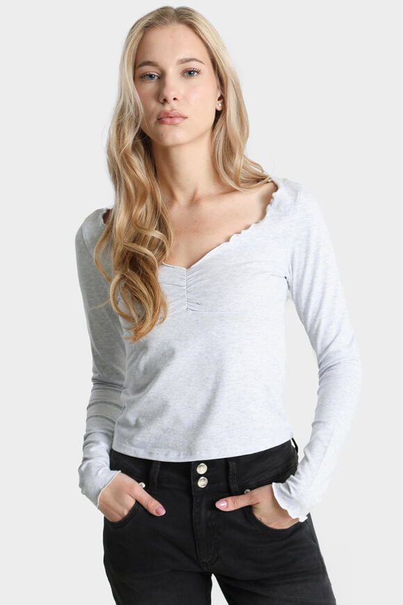 Crop long sleeve shirt - light gray