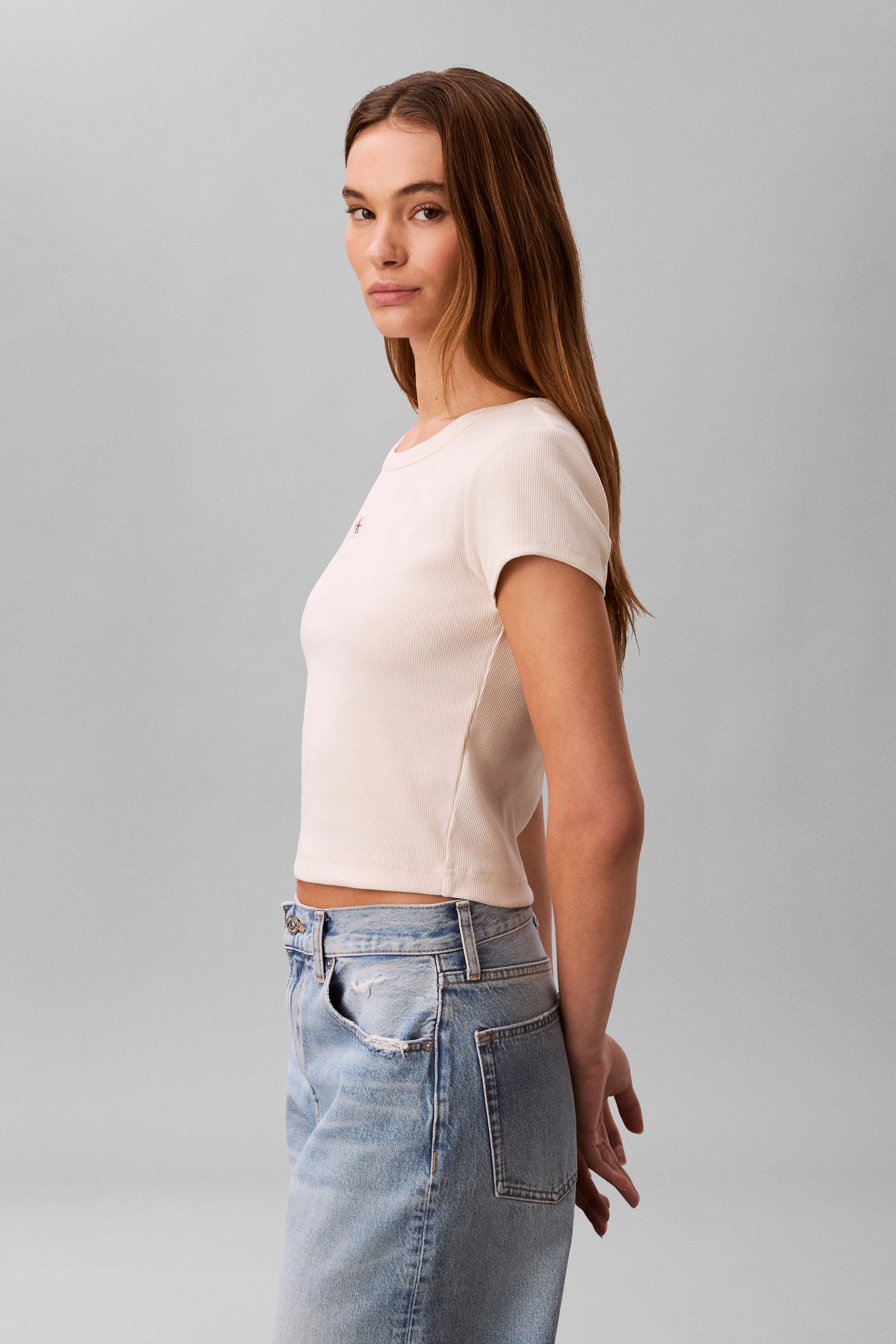 Geripptes Crop T-Shirt - Calico