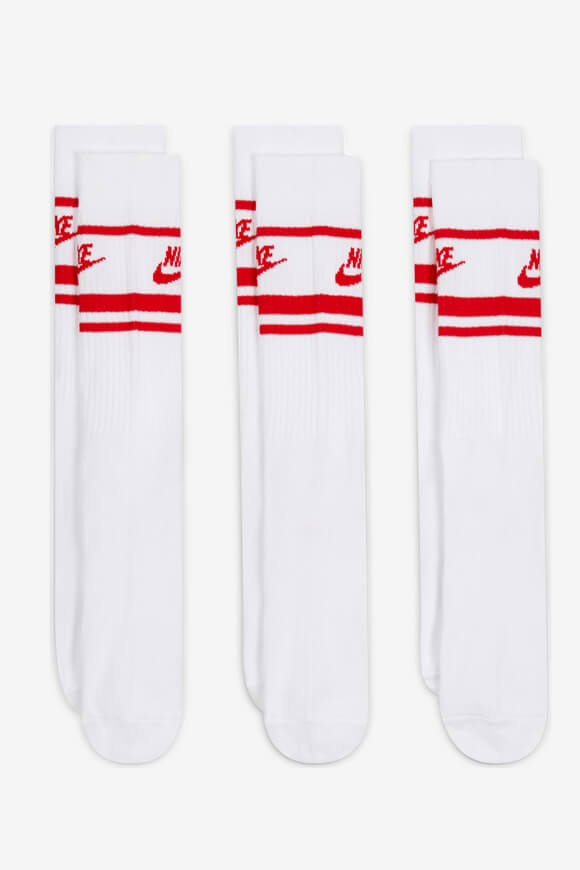 Dreierpack Socken - Weiss + Universitätsrot
