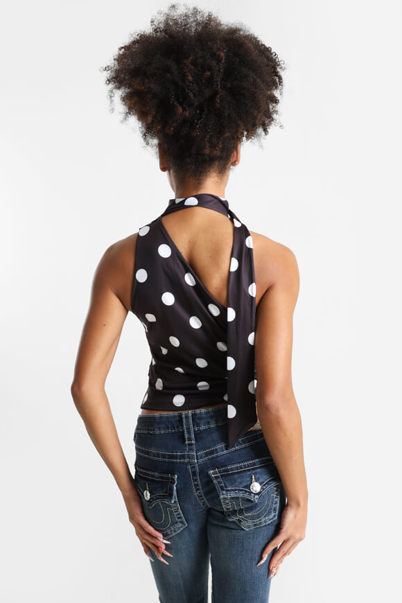 One Shoulder Crop Top - Black + White