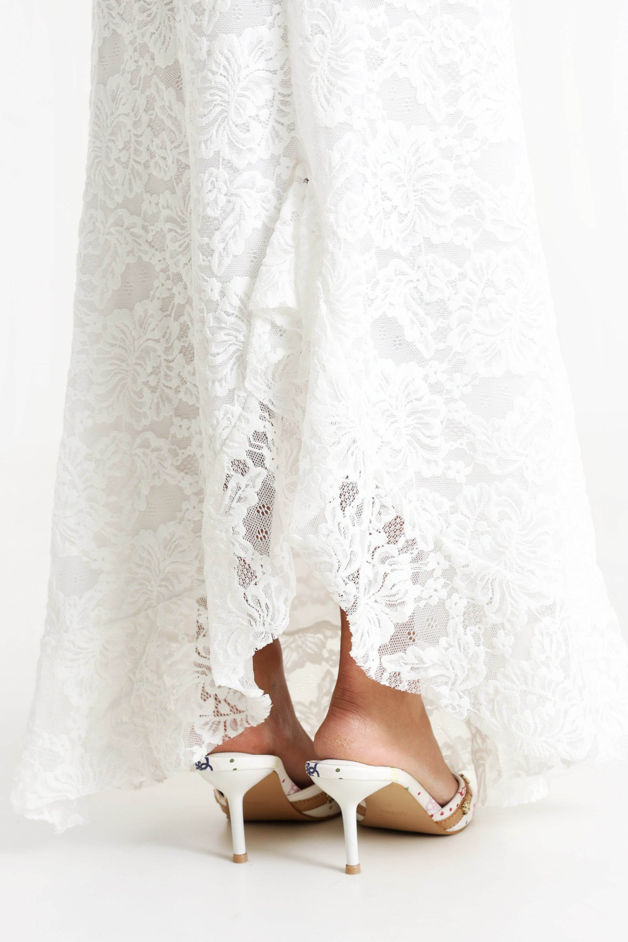 Maxi Spitzenrock - White