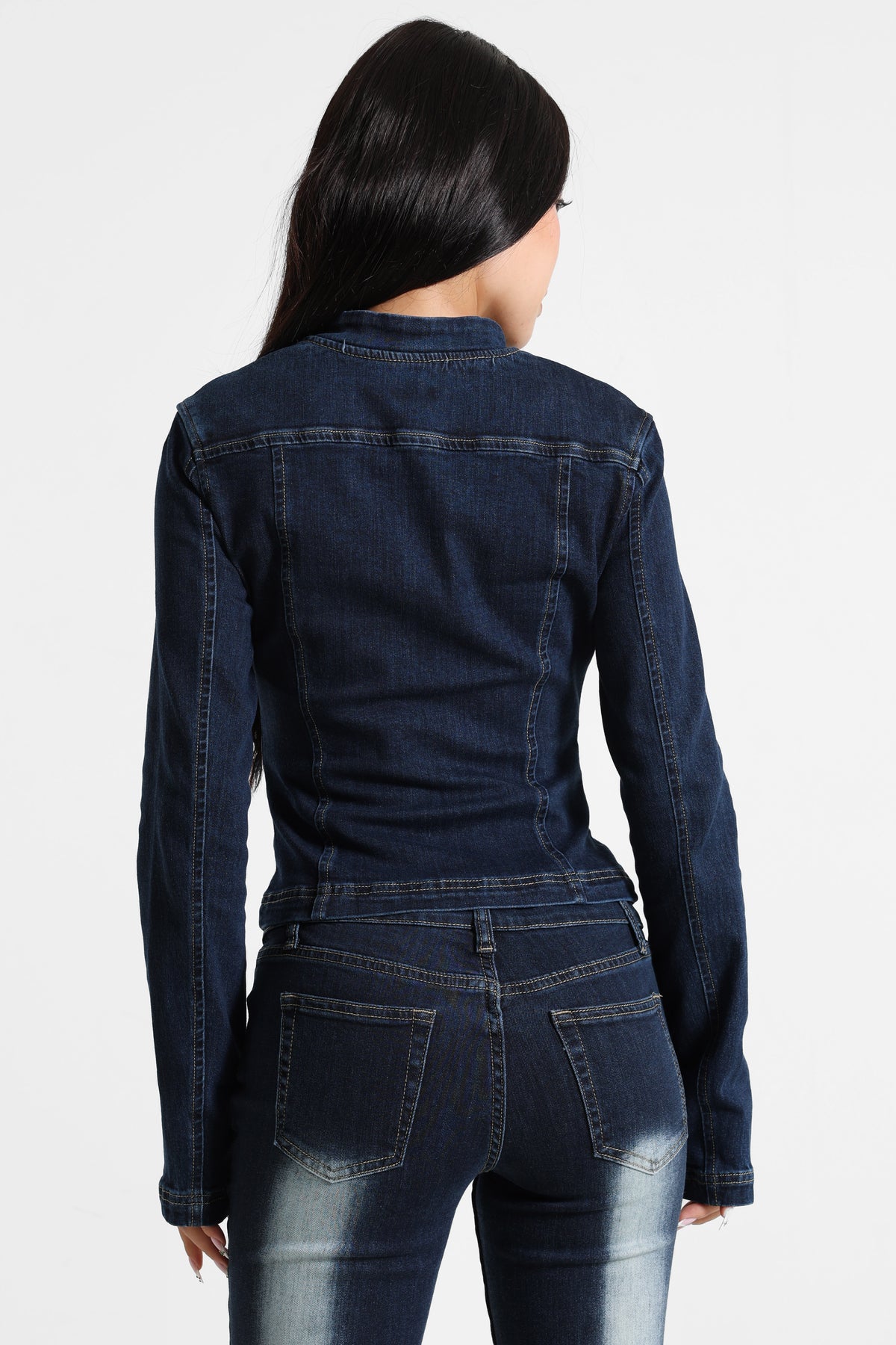 Veste en jean - Bleu foncé usé