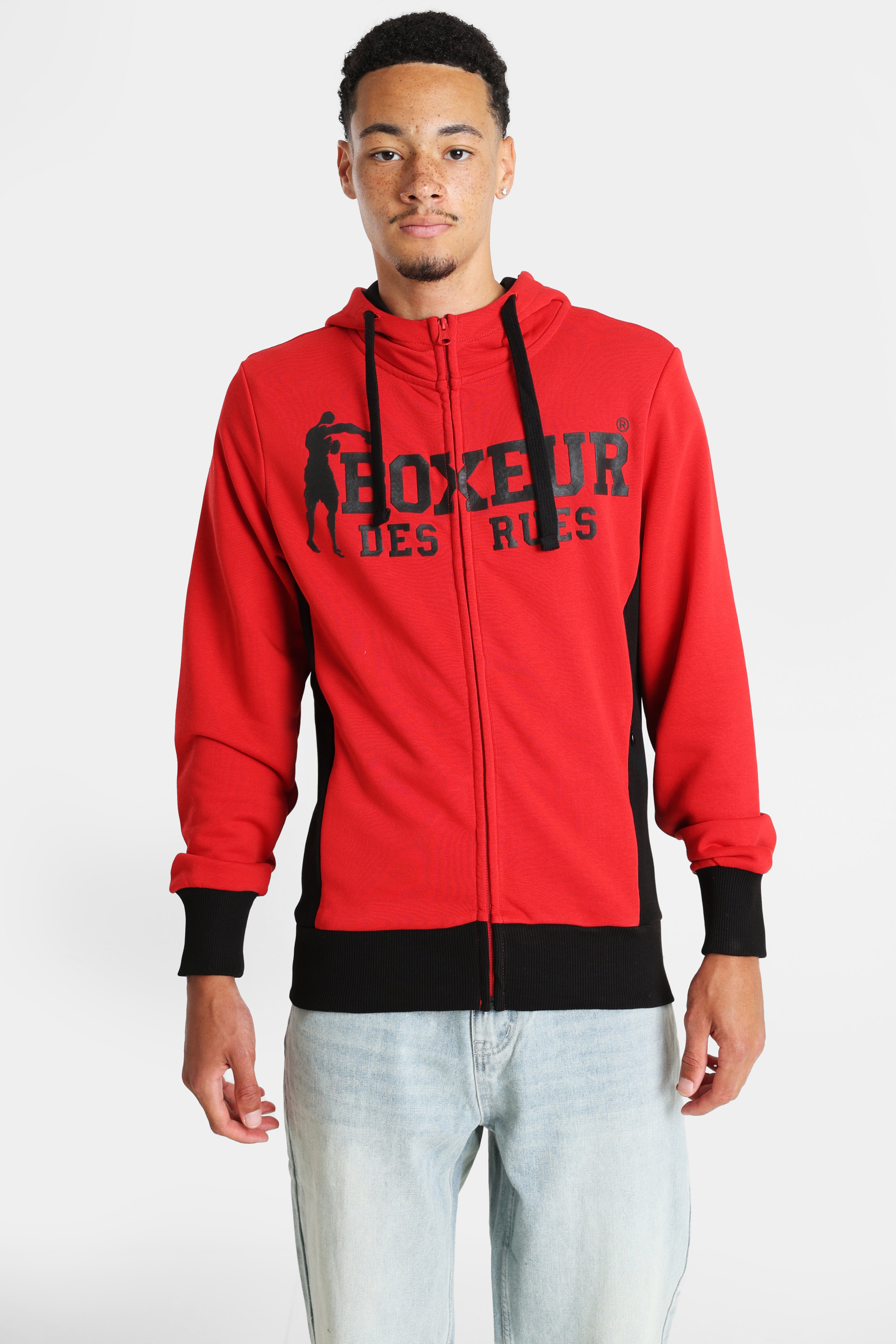 Kapuzensweatjacke - Red + Black