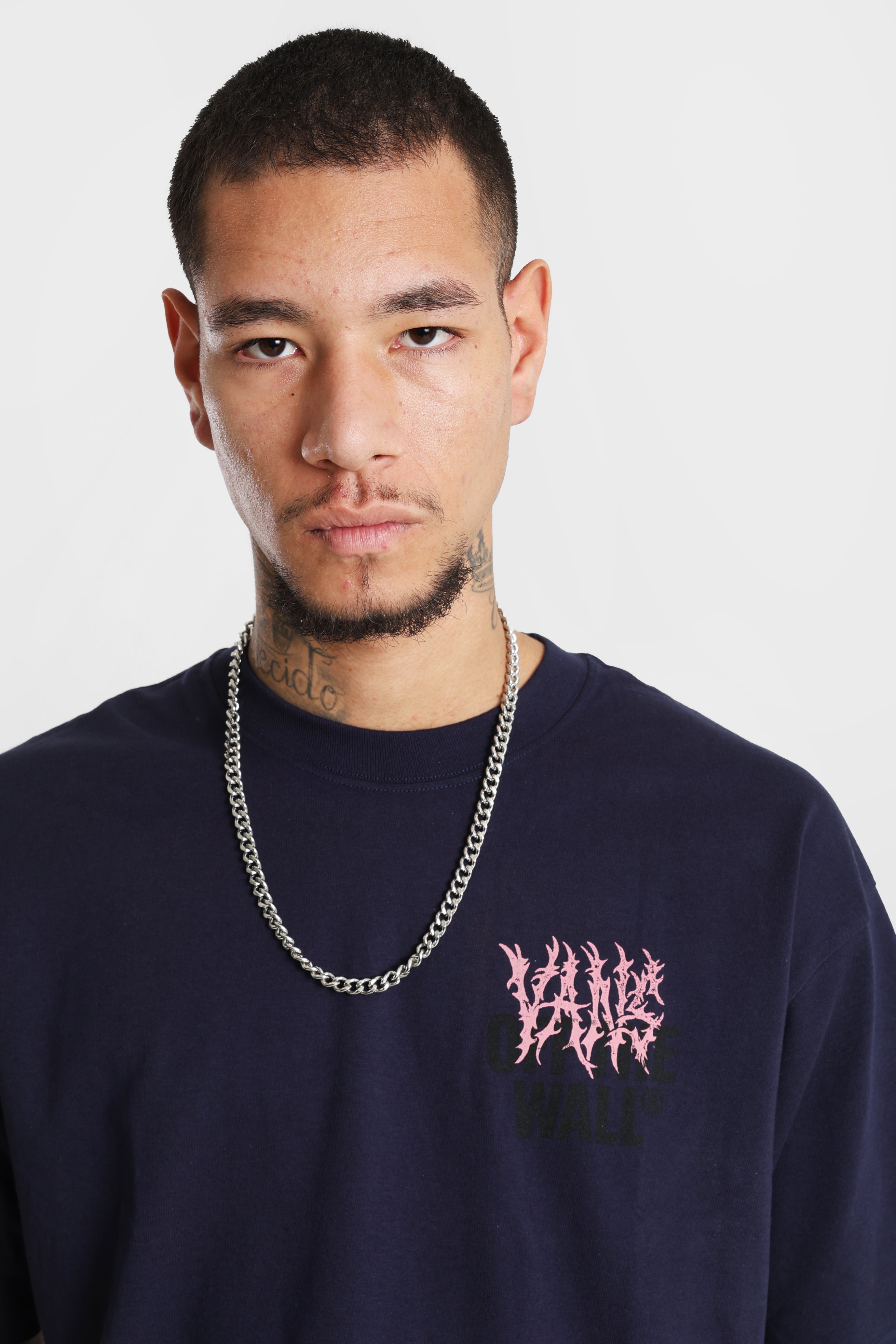 Metal Wall Oversize T-Shirt - Navy