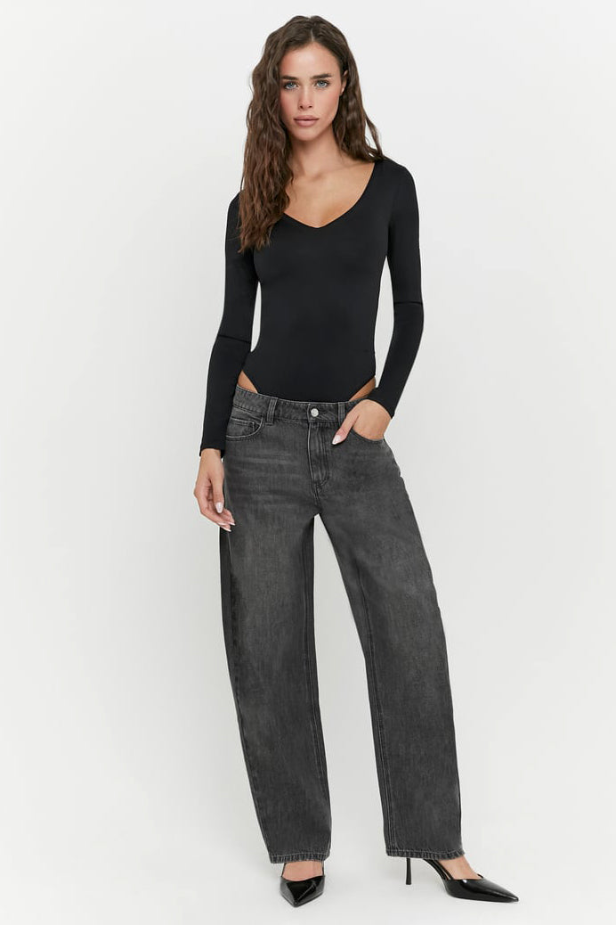 Barrel Fit Jeans - Black Washed