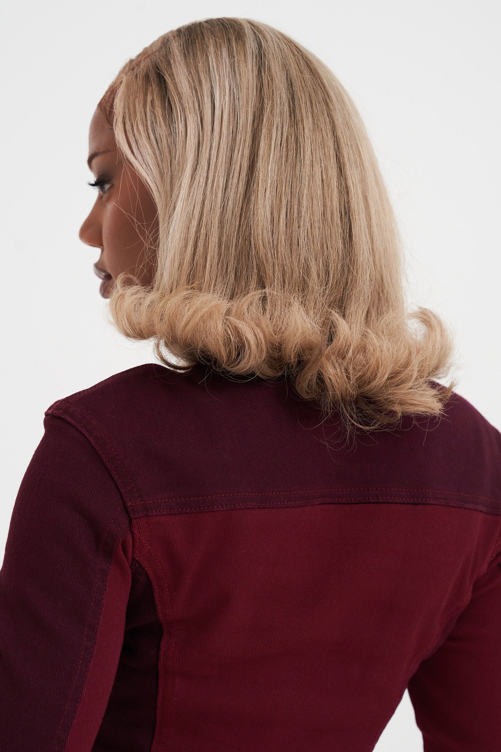 Veste de motard Crop - Bourgogne