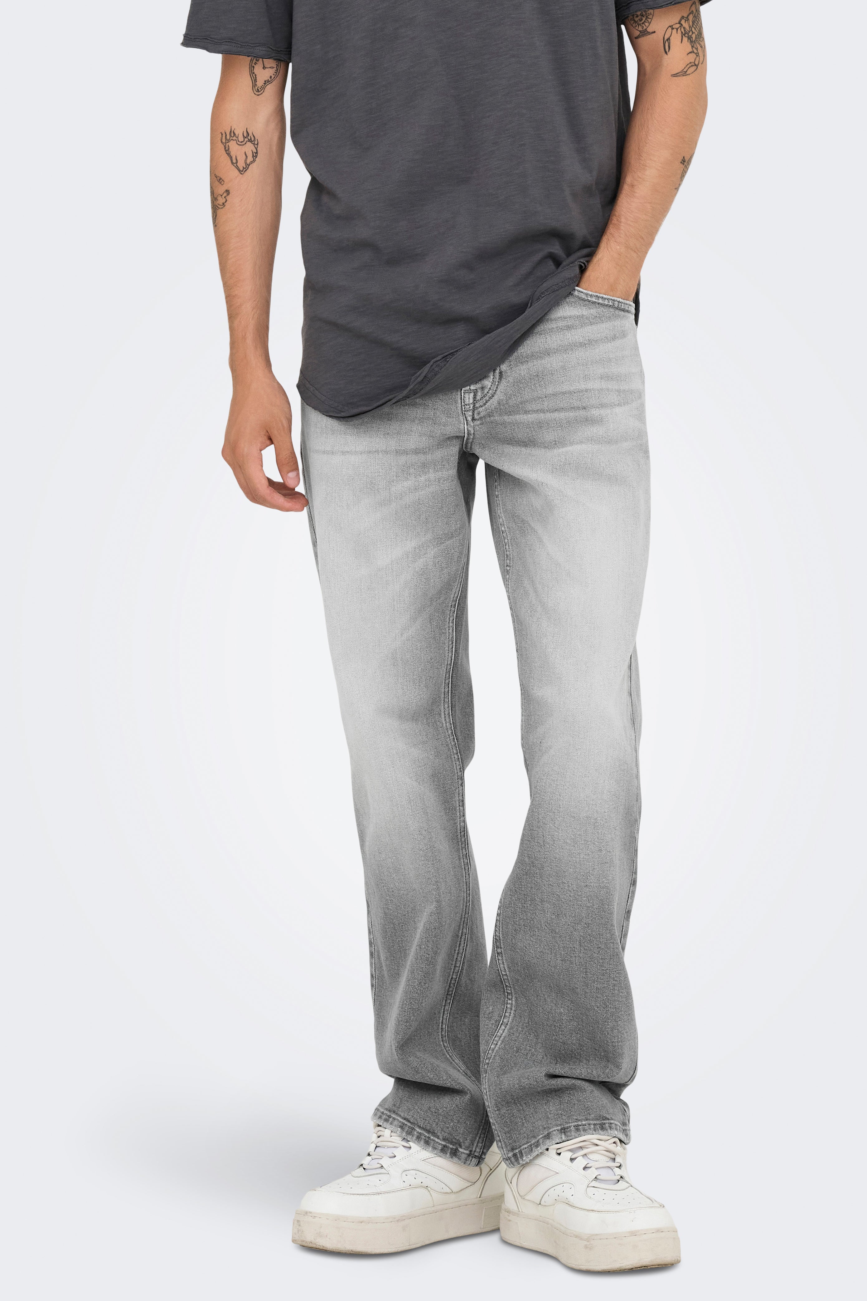 Edge jean straight fit L32 - Medium Grey Denim